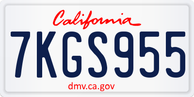 CA license plate 7KGS955