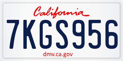 CA license plate 7KGS956