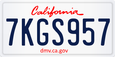 CA license plate 7KGS957