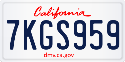 CA license plate 7KGS959
