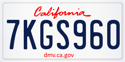 CA license plate 7KGS960