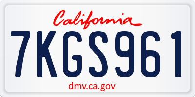 CA license plate 7KGS961