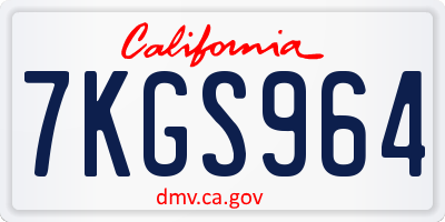 CA license plate 7KGS964