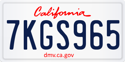 CA license plate 7KGS965