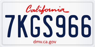CA license plate 7KGS966