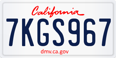 CA license plate 7KGS967