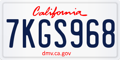 CA license plate 7KGS968