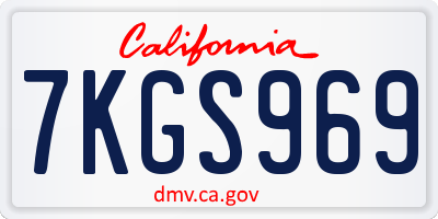 CA license plate 7KGS969