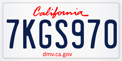 CA license plate 7KGS970