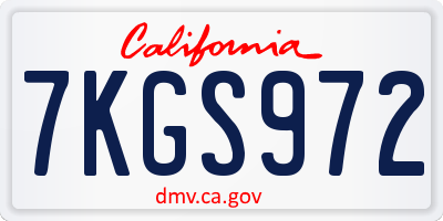 CA license plate 7KGS972