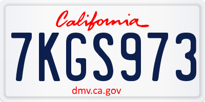 CA license plate 7KGS973