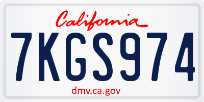 CA license plate 7KGS974