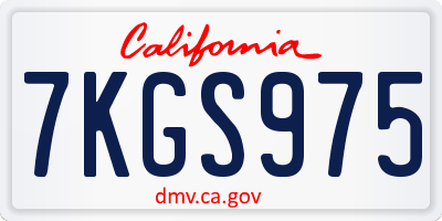 CA license plate 7KGS975