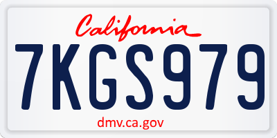 CA license plate 7KGS979