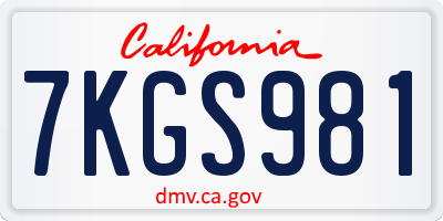 CA license plate 7KGS981