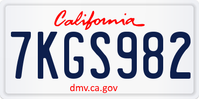 CA license plate 7KGS982