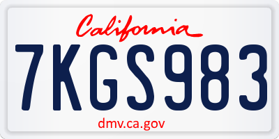 CA license plate 7KGS983