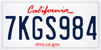 CA license plate 7KGS984