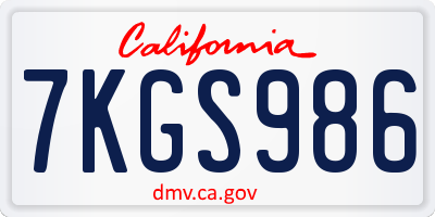CA license plate 7KGS986