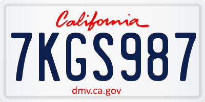 CA license plate 7KGS987