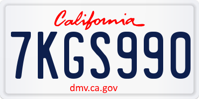 CA license plate 7KGS990
