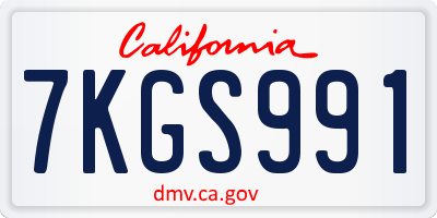 CA license plate 7KGS991