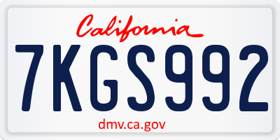 CA license plate 7KGS992