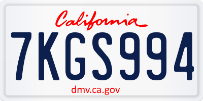 CA license plate 7KGS994