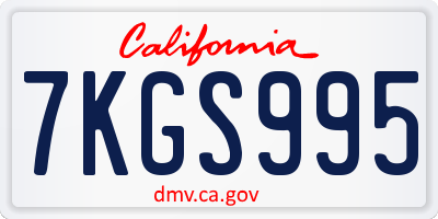 CA license plate 7KGS995