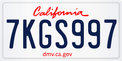 CA license plate 7KGS997