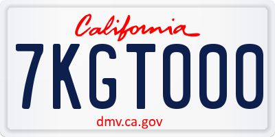CA license plate 7KGT000