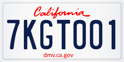 CA license plate 7KGT001