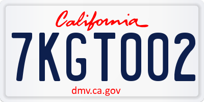 CA license plate 7KGT002