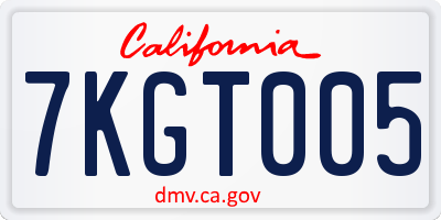 CA license plate 7KGT005
