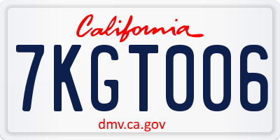 CA license plate 7KGT006