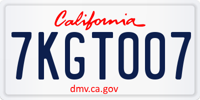 CA license plate 7KGT007
