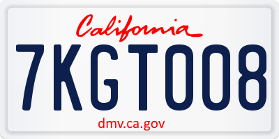 CA license plate 7KGT008