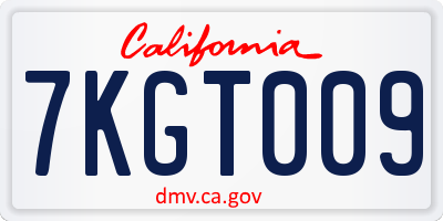 CA license plate 7KGT009