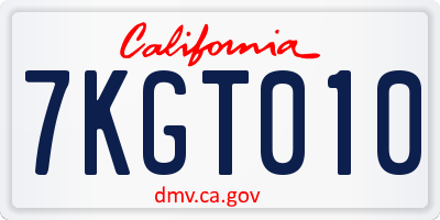 CA license plate 7KGT010