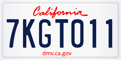 CA license plate 7KGT011
