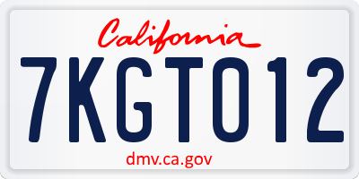 CA license plate 7KGT012