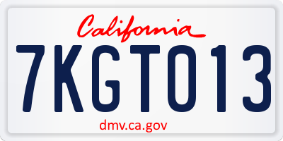 CA license plate 7KGT013