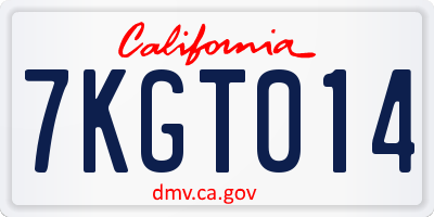 CA license plate 7KGT014