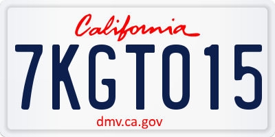 CA license plate 7KGT015