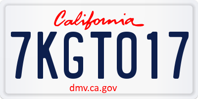 CA license plate 7KGT017