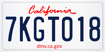 CA license plate 7KGT018
