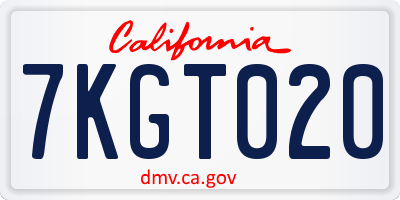 CA license plate 7KGT020