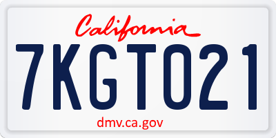 CA license plate 7KGT021