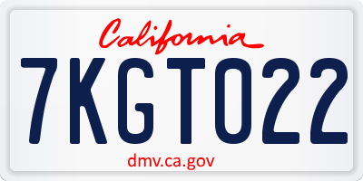 CA license plate 7KGT022