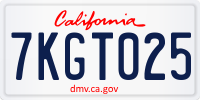 CA license plate 7KGT025